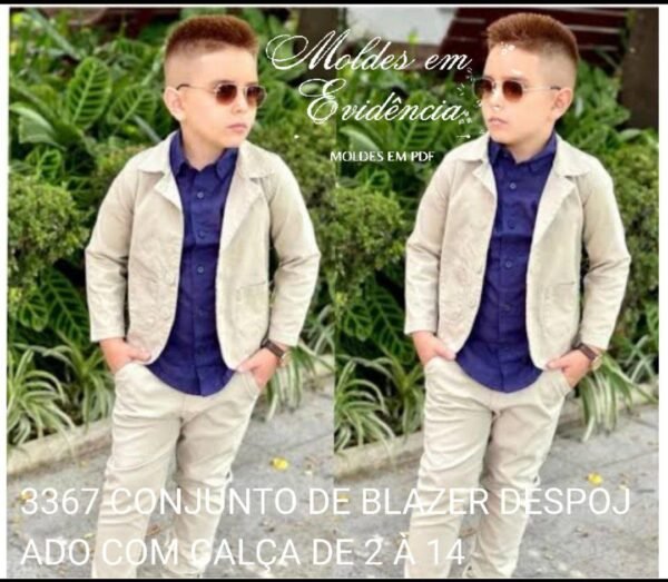 3367 CONJUNTO DE BLAZER DESPOJADO COM CALÇA DE 2 À 14
