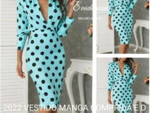 2022 VESTIDO MANGA COMPRIDA E DECOTE EM V DO PP AO G5