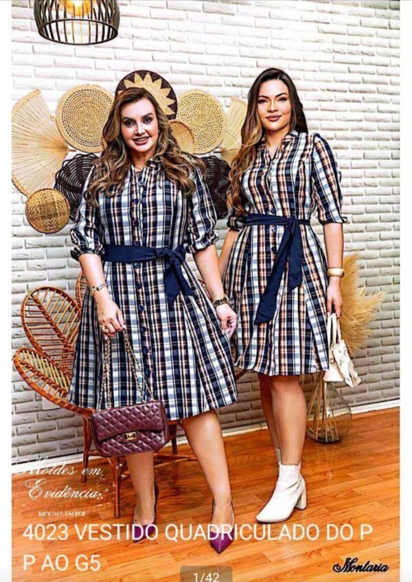 4023 VESTIDO QUADRICULADO DO PP AO G5
