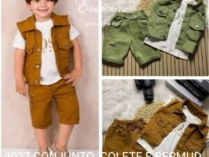 4027 CONJUNTO  COLETE E BERMUDA INFANTIL DE 1 À 14 ANOS