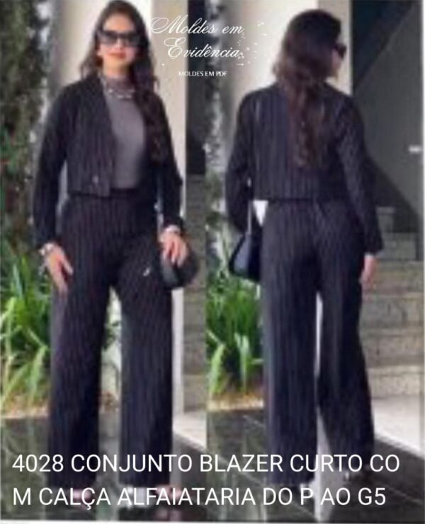 4028 CONJUNTO BLAZER CURTO COM CALÇA ALFAIATARIA DO P AO G5