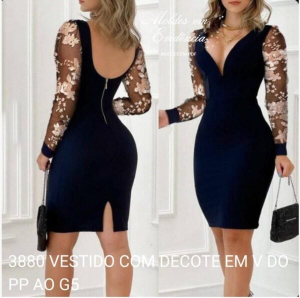 3880 VESTIDO COM DECOTE EM V DO PP AO G5