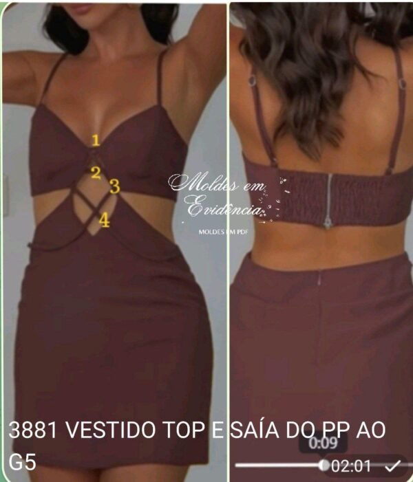 3881 VESTIDO TOP E SAÍA DO PP AO G5