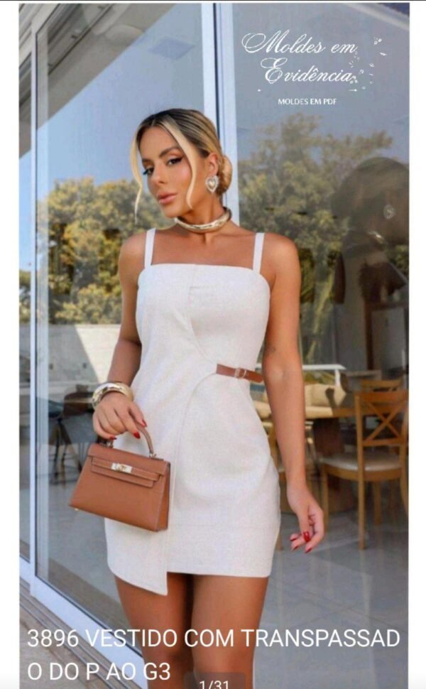 3896 VESTIDO COM TRANSPASSADO DO P AO G3 EM PLOTTER