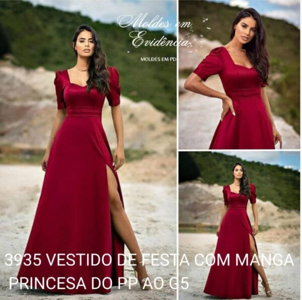 3935 VESTIDO DE FESTA COM MANGA PRINCESA DO PP AO G5